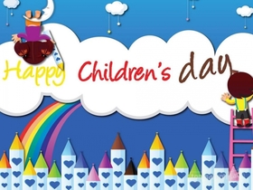 Happy Children can create a happy world. New ecard Happy Children create a happy world. Rainbow. Painting. Free Download 2024 greeting card