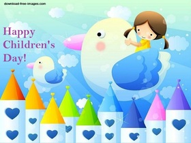 Happy dreams of Children. New ecard for free! Happy dreams of Children. Hearts. Girl. Free Download 2025 greeting card