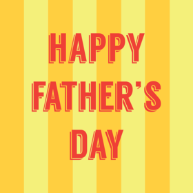 Happy Father's Day in red. New ecard for free. Happy Father's Day. Red Letters. Yellow backround. Free Download 2024 greeting card