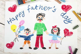 So Lovely Drawing from Kids for their father. Happy Father's Day. Card. Drawing. With love. Hearts. New ecard for free. Free Download 2024 greeting card