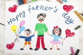 So Lovely Drawing from Kids for their father. Happy Father's Day. Card. Drawing. With love. Hearts. New ecard for free. Free Download 2025 greeting card