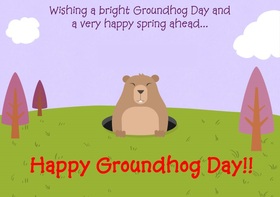Happy Groundhog day! New ecard for free. Wishing a bright Groundhog Day and a very happy spring ahead... Free Download 2024 greeting card