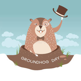 Happy Groundhog day!!! Ecard for friends... Mink... Winter Mink... Old wise marmot... Free Download 2025 greeting card