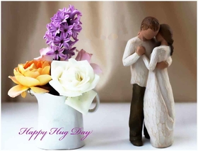 Happy Hug Day. Flowers for You! Ecard for You! Wedding... Hugs... Halves... Love... Love in the air... Free Download 2025 greeting card