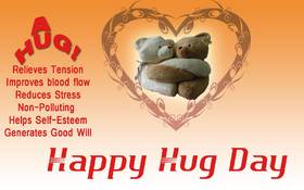 Happy Hug Day, Everyone!!! New ecard. A Hug: Relieves Tension, Improves blood, flow Reduces Streess, Non-Polluting, Helps Self - Esteem, Generates Good Will.... Free Download 2025 greeting card