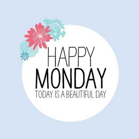 Happy Monday. Ecard for girls. Today is a beautiful day. Blue background. Cute title. Happy Monday wishes for girls. Free Download 2024 greeting card