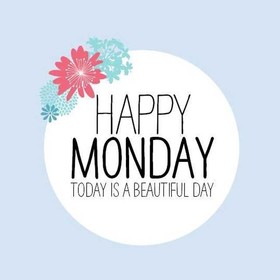 Happy Monday. Ecard for girls. Today is a beautiful day. Blue background. Cute title. Happy Monday wishes for girls. Free Download 2025 greeting card