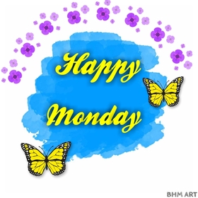 Happy Monday and yellow butterflies. Spring ecard. Yellow butterflies. Monday Morning. I wish you a perfect Monday. Monday wishes for a friend. Free Download 2024 greeting card