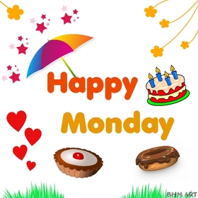Send Monday wishes for your friends. New ecard. Happy Monday. Donuts. Cakes. Monday sweets. Have a nice day and beautiful Monday. Monday wishes for friends. Free Download 2024 greeting card