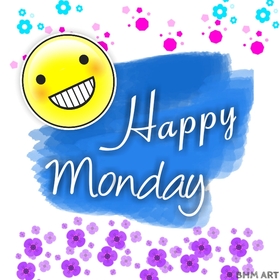 Smile! It's Monday! Spring ecard. Have a happy Monday and smile. Cute card with Monday. Happy Monday card for friends and family. Free Download 2024 greeting card