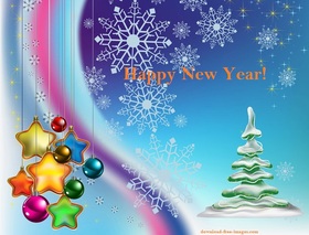 New Year 2019 rainbow! New ecard 2019. Happy New Year 2019. Balls and stars. Fir-tree. X-mas tree. Christmas tree. Rainbow! Snowflakes. Free Download 2025 greeting card