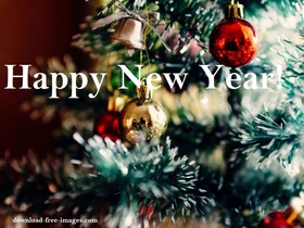 New Year tree with decorations. New ecard 2019. Happy New Year 2019. Balls. Fir-tree. X-mas tree. Christmas tree. New Year tree with decorations. Free Download 2025 greeting card