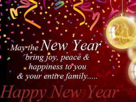 New Year will bring the best things to your family Happy New Year. Wishes. Yellow Balls. Red e-card. Confetti. Magic ecard 2019 Free Download 2025 greeting card