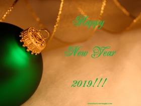 Warm e-card for your friends. Magic ecard 2019. Happy New Year 2019. A green Ball. Warm e-card. Free Download 2025 greeting card