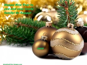 Happy New Year 2019 to your lovely family! Ecard. Happy New Year 2019. Golden Balls. Fir-tree. X-mas tree. Christmas tree. Wishes. To your lovely family. Free Download 2025 greeting card