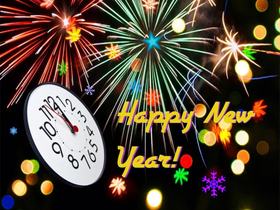 Happy New Year 2019! Five minutes to New Year. Happy New Year 2019. Clock. Fireworks. Lights. Snowflakes. Five minutes to New Year. Free Download 2024 greeting card