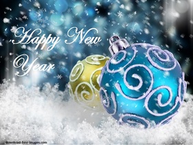 Happy New Year 2019! Have a good time! Magic ecard Happy New Year 2019. Blue and yellow Balls. Snow Free Download 2024 greeting card