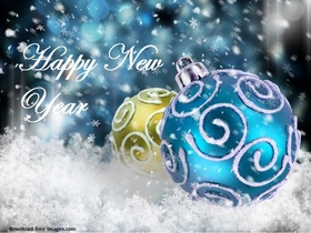 Happy New Year 2019! Have a good time! Magic ecard Happy New Year 2019. Blue and yellow Balls. Snow Free Download 2025 greeting card