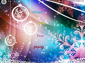 Happy New Year! This world is beautiful... See it. Happy New Year 2019. Air Balls. Bright and colorful e-card. Free Download 2024 greeting card