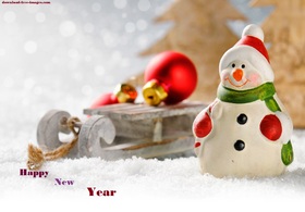 Happy New Year 2019! Take the snowman. Magic ecard Happy New Year 2019. Snowman. Snow. Red Balls. Fir-tree Free Download 2024 greeting card