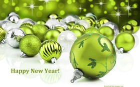 Happy New Year 2019 in green... Uncommon card. Happy New Year 2019. Green and silver Balls. Free Download 2024 greeting card