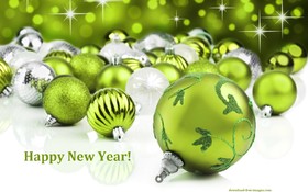 Happy New Year 2019 in green... Uncommon card. Happy New Year 2019. Green and silver Balls. Free Download 2025 greeting card