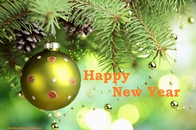 Happy New Year! Be happy) Magic ecard 2019. Happy New Year 2019. Green Ball. Fir-tree. X-mas tree. Christmas tree. Green e-card. Free Download 2025 greeting card