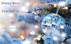 Have fun in New Year! Magic ecard 2019. Happy New Year 2019. Mirror Ball. Fir-tree. X-mas tree. Christmas tree. Free Download 2024 greeting card