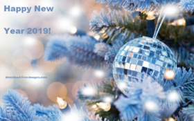 Have fun in New Year! Magic ecard 2019. Happy New Year 2019. Mirror Ball. Fir-tree. X-mas tree. Christmas tree. Free Download 2025 greeting card