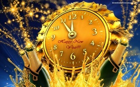 5 minutes to New Year! New ecard 2019. Happy New Year 2019. Clocks. Champagne. Fireworks. Five minutes to New year. Free Download 2024 greeting card