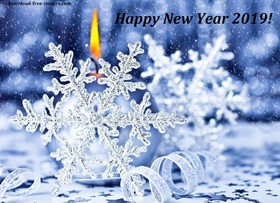 New Year 2019 snowflakes. New ecard 2019. Happy New Year 2019. Snow. Snowflakes. Candles. Free Download 2024 greeting card