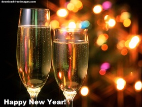 Two glasses of champagne for a couple on new year. Happy New Year 2019. Two glasses of Champagne. Lights. New ecard 2019. Free Download 2024 greeting card