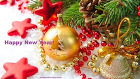 New Year decorations for a good mood. New ecard. Happy New Year 2019. Balls. Fir-tree. X-mas tree. Christmas tree. New Year decorations for good mood. Free Download 2024 greeting card