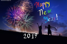 Happy New Year 2019! Cool Fireworks for you! Happy New Year 2019. Cool Fireworks. The first Sunrise. Free Download 2025 greeting card