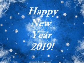 Winter e-card for new year. Magic ecard 2019. Happy New Year 2019. Snow. Snowflakes. Blue background. Swirling storm. Free Download 2024 greeting card