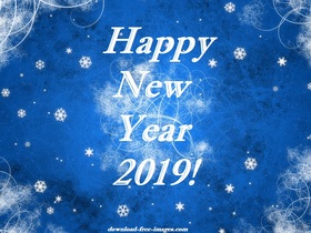 Winter e-card for new year. Magic ecard 2019. Happy New Year 2019. Snow. Snowflakes. Blue background. Swirling storm. Free Download 2025 greeting card