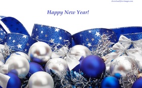 Have a Happy New Year! Magic ecard 2019. Happy New Year 2019. Blue and silver Balls. Ribbons. Stars. Free Download 2024 greeting card
