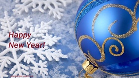 Download e-card for your friends. Magic ecard 2019 Happy New Year 2019. Blue and gold Ball. Snowflakes. Snow. Free Download 2024 greeting card