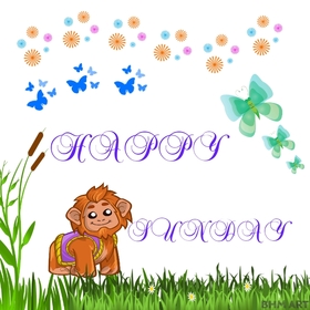 Happy sunday monkey. New ecard. Sunday monkey. Funny Sunday card for kids. Have a happy Sunday. Sunday wishes. Free Download 2024 greeting card