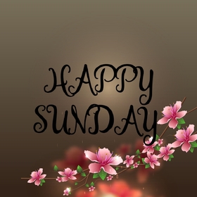 Happy sunday and a branch of flowers. New ecard. Sunday flowers. Branch of flowers. Happy Sunday. Have a good and nice weekend. Sunday pic. Free Download 2025 greeting card