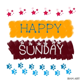 Happy sunday stars and footprints. New ecard. Sunday stars and footprints. Happy Sunday ecard for a friand. Free Download 2025 greeting card