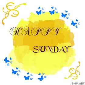 Cozy sunday. New ecard for free. Sunday. Happy Sunday on yellow background. My dear, I wish you a great Sunday! Let everything turn out. Free Download 2025 greeting card