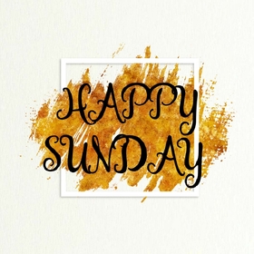 Happy sunday in the white frame. New ecard. White frame. Sunday and gold tone. Sunday pic can be send to everyone. Sunday wishes. Free Download 2024 greeting card