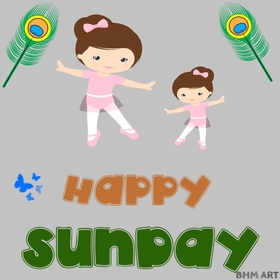 Happy sunday picture for girls. New ecard. Sunday. Two cute ballerinas. Happy Sunday. Have a nice weekend. Sunday wishes. Free Download 2024 greeting card