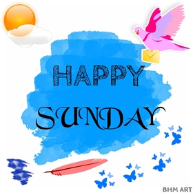 Happy sunday and a pink bird. New ecard. Sunday bird. Happy Sunday. Go to meet the sunshine and the most pleasant and joyful moments on that Sunday. Sunday wishes. Free Download 2024 greeting card