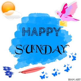 Happy sunday and a pink bird. New ecard. Sunday bird. Happy Sunday. Go to meet the sunshine and the most pleasant and joyful moments on that Sunday. Sunday wishes. Free Download 2025 greeting card