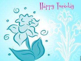 Happy Tuesday and blue flower. New ecard. Tuesday flower. Happy Tuesday for a friend. Tuesday ecards. Send this Tuesday wishes to all of your friends. Nice Tuesday. Free Download 2025 greeting card