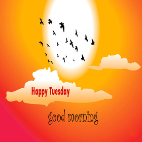 Wish you Happy Tuesday. New ecard. Happy Tuesday. Good morning. Cloud and sun. Birds. Have a nice Tuesday. Free Download 2024 greeting card