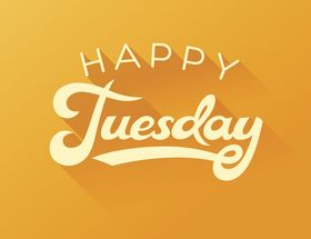 Happy Tuesday on a yellow background. New ecard. Tuesday card. Have a wonderful Tuesday. Happy Tuesday to you. Send a pic for your friend. Tuesday wishes. Free Download 2025 greeting card