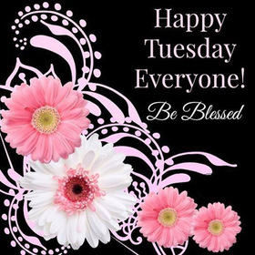 Happy Tuesday For her. New ecard. Happy Tuesday Everyone. Be blessed.Pink flowers. Have a happy Tuesday. Free Download 2025 greeting card